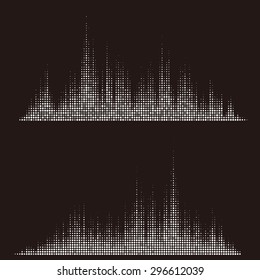 Round waveform background. Black and white halftone vector sound waves. You can use in club, radio, pub, party, DJ, concerts, recitals or the audio technology advertising background.
