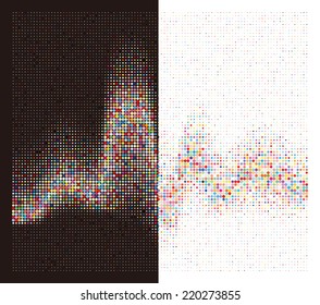 Round waveform background. Colorful halftone vector sound waves. You can use in club, radio, pub, party, DJ, concerts, recitals or the audio technology advertising background.