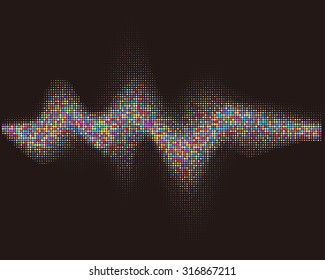 Round waveform background. Colorful halftone vector sound waves. You can use in club, radio, pub, party, DJ, concerts, recitals or the audio technology advertising background.