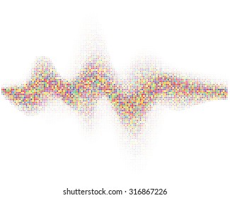 Round waveform background. Colorful halftone vector sound waves. You can use in club, radio, pub, party, DJ, concerts, recitals or the audio technology advertising background.