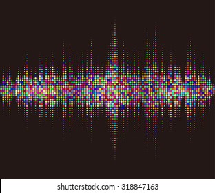 Round waveform background. Colorful halftone vector sound waves. You can use in club, radio, pub, party, DJ, game, recitals or the audio technology advertising background. 