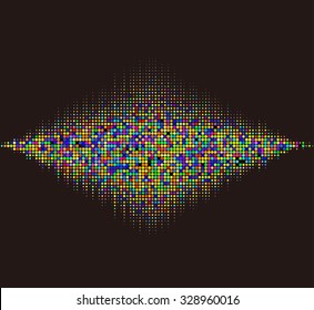 Round waveform background. Colorful halftone vector sound waves. You can use in club, radio, pub, party, DJ, concerts, recitals or the audio technology advertising background. 