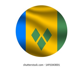 Round and waving with shadow Beautiful national flag of Saint Vincent and Grenadines. original colors and proportion. Simply vector illustration eps10, from countries flag set.