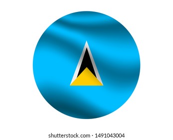 Round and waving with shadow Beautiful national flag of Saint Lucia. original colors and proportion. Simply vector illustration eps10, from countries flag set.