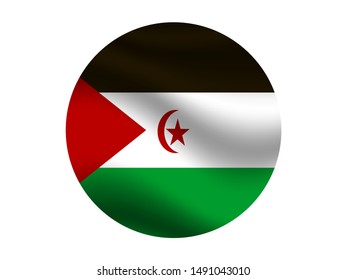 Round and waving with shadow Beautiful national flag of Sahrawi Arab Democratic Republic. Simply vector illustration eps10,with original color and proportion. from countries flag set.