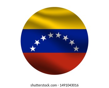 Round and waving with shadow Beautiful national flag of Bolivarian Republic of Venezuela, original colors and proportion. Simply vector illustration eps10, from countries flag set.