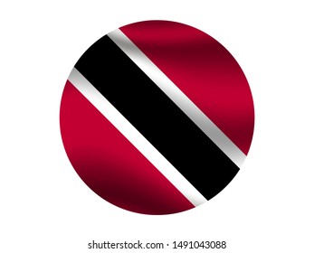 Round and waving with shadow Beautiful national flag of Republic of Trinidad and Tobago, original colors and proportion. Simply vector illustration eps10, from countries flag set.