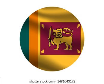 Round and waving with shadow Beautiful national flag of Democratic Socialist Republic of Sri Lanka. original colors and proportion. Simply vector illustration eps10, from countries flag set.