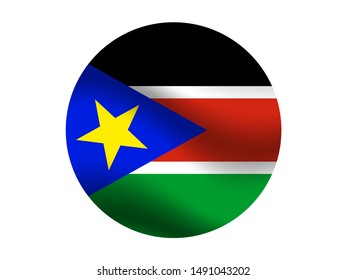 Round and waving with shadow Beautiful national flag of Republic of South Sudan . original colors and proportion. Simply vector illustration eps10, from countries flag set.