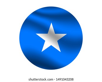 Round and waving with shadow Beautiful national flag of Federal Republic of Somalia. original colors and proportion. Simply vector illustration eps10, from countries flag set.