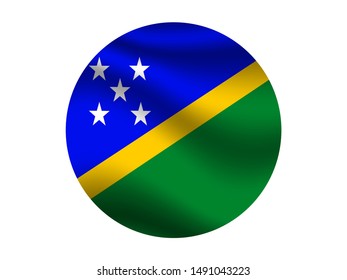 Round and waving with shadow Beautiful national flag of Solomon Islands . original colors and proportion. Simply vector illustration eps10, from countries flag set.