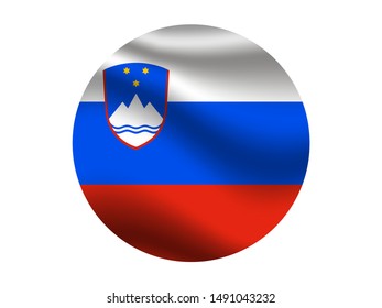 Round and waving with shadow Beautiful national flag of Republic of Slovenia. original colors and proportion. Simply vector illustration eps10, from countries flag set.
