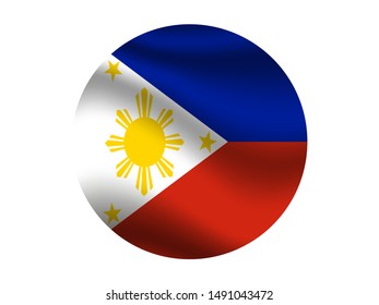 Round and waving with shadow Beautiful national flag of Republic of Philippines. original colors and proportion. Simply vector illustration eps10, from countries flag set.