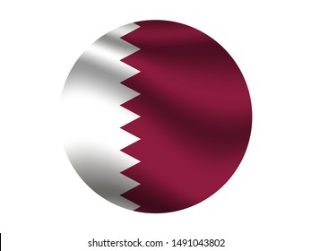 Round and waving with shadow Beautiful national flag of State of Qatar . original colors and proportion. Simply vector illustration eps10, from countries flag set.