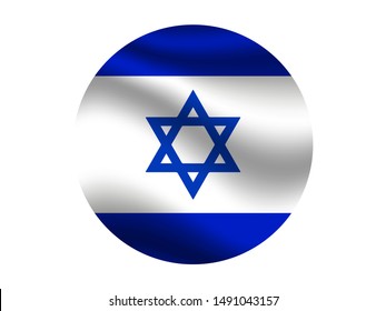 Round and waving with shadow National flag of Israel . original colors and proportion. Simply vector illustration, from countries flag set.