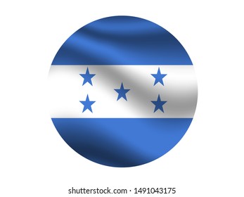 Round and waving with shadow National flag of Republic of Honduras. original colors and proportion. Simply vector illustration, from countries flag set.