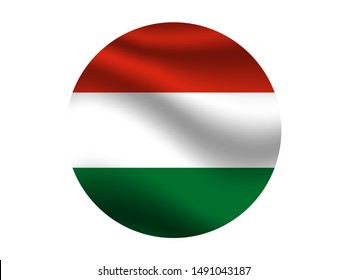 Round and waving with shadow National flag of Hungary. original colors and proportion. Simply vector illustration, from countries flag set.