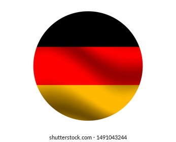 Round and waving with shadow National flag of Federal Republic of Germany. original colors and proportion. Simply vector illustration, from countries flag set.