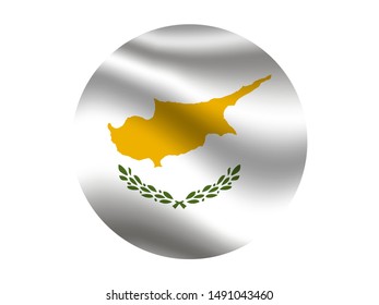 Round and waving with shadow National flag of Republic of Cyprus. original colors and proportion. Simply vector illustration, from countries flag set.