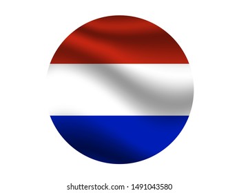 Round and waving with shadow National flag of Netherlands. original colors and proportion. Simply vector illustration eps10, from countries flag set.
