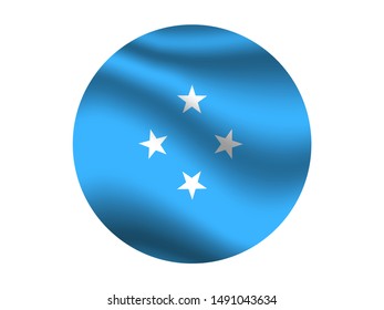 Round and waving with shadow National flag of Federated States of Micronesia. original colors and proportion. Simply vector illustration, from countries flag set.