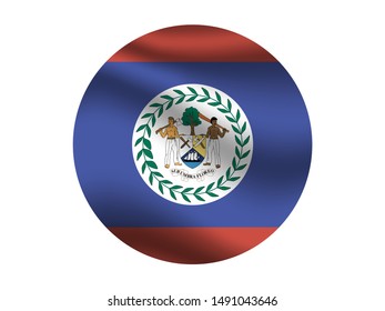Round and waving with shadow National flag of Belize . original colors and proportion. Simply vector illustration, from countries flag set.