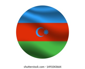 Round and waving with shadow National flag of Republic of Azerbaijan. original colors and proportion. Simply vector illustration, from countries flag set.