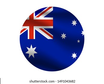 Round and waving with shadow National flag of Commonwealth of Australia. original colors and proportion. Simply vector illustration, from countries flag set.