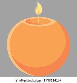 Round wax candle. Single object in cartoon style.