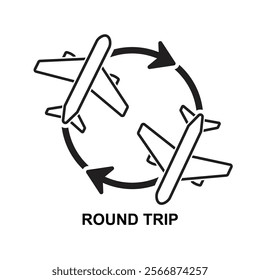 Round way trip icon isolated on background vector illustration.