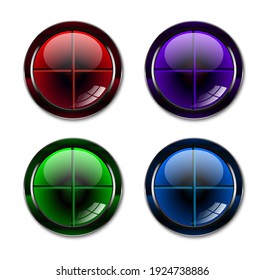 Round web button, glossy colorful, web element