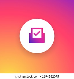 Round web button template. Social media Instagram concept. Vector illustration. EPS 10