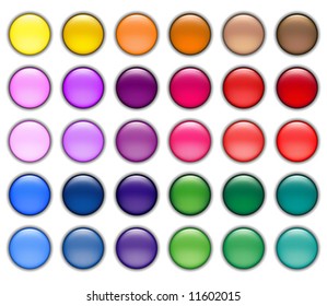 round web buttons with different shiny colors