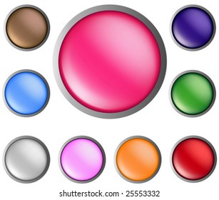 round web buttons with different shiny colors