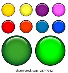 round web buttons with different shiny colors