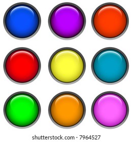 round web buttons with different shiny colors