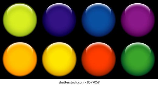 round web buttons with different shiny colors