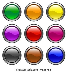 round web buttons with different shiny colors - vector