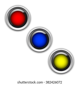 Round web buttons. Vector illustration.