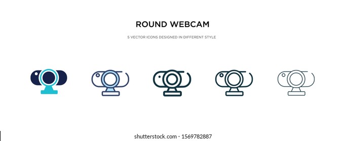 round webcam icon in different style vector illustration. two colored and black round webcam vector icons designed in filled, outline, line and stroke style can be used for web, mobile, ui