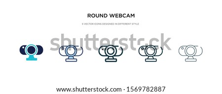 round webcam icon in different style vector illustration. two colored and black round webcam vector icons designed in filled, outline, line and stroke style can be used for web, mobile, ui