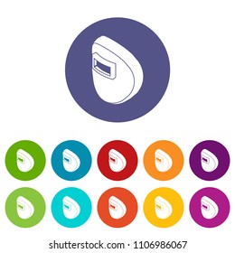 Round welding mask icons color set vector for any web design on white background