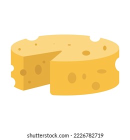 Round wheel of French cheese. Symbol of France. Cartoon vector illustration. France, food, culture, cuisine concept