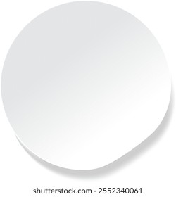 Round white blank sticker with a shadow, perfect for personalizing with your own messages or designs. Ideal for adding a custom touch to any project or promotion