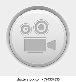 Round white button. Movie filming. Vector 3d illustration 
