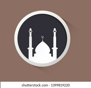 Round white frame with mosque icon