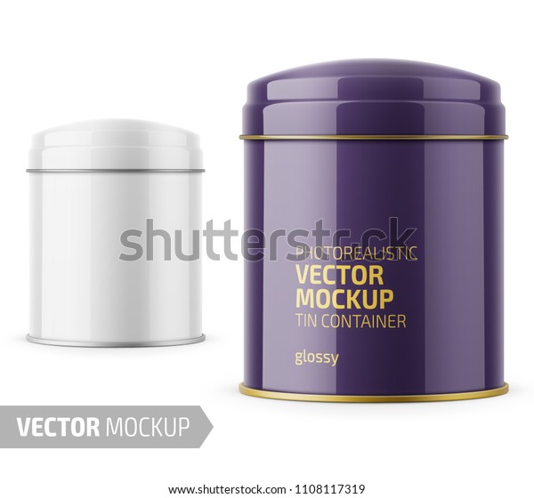 Download Round White Glossy Tin Can Dome Stock Vector Royalty Free 1108117319 PSD Mockup Templates