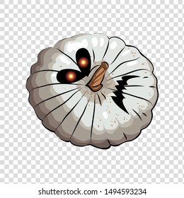 round white Halloween pumpkin with eyes. Vector illustration of a scary pumpkin.
