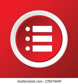 Round white icon with image of dotted list, on red background