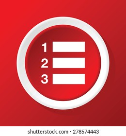 Round white icon with image of numbered list, on red background